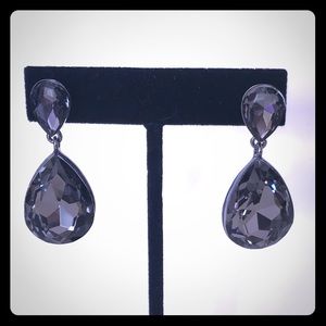 Charcoal Black Tear Drop Dangle Earrings New